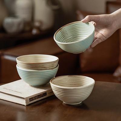 Rice Bowl Coarse Pottery Small Bowl Household Rice Bowl Retro Ring Tableware Dessert Bowl Soup Bowl Porridge Bowl Instant Noodles