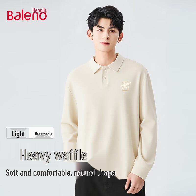 Baleno Herren Waffelstrick Langarm Poloshirt