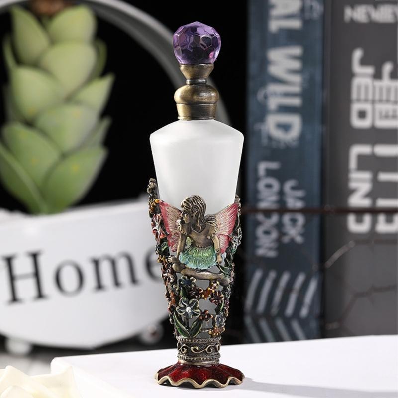 Artistic Conical Shape 25ml Empty Perfume Bottle Glass And Zinc Alloys Featuring Enamel Design