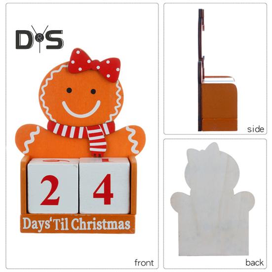 Pepparkaksmannens Julnedräkningskalender Träklossar Bordsdekoration Helgdagens Adventskalender för Kontorsbord