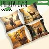 Home Decor Deer In Autumn Forest Scenes Pillow Covers Pattern Cushion Cover Suitable For Sofa Bedroom Car Pillow Cover