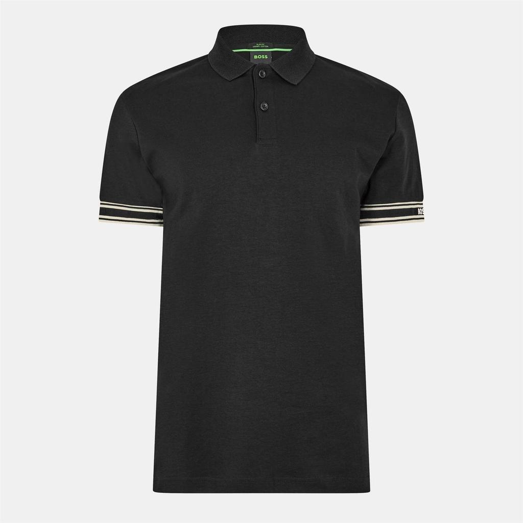 Boss Mens Zone Stripe Cuffed Slim Polo Shirt