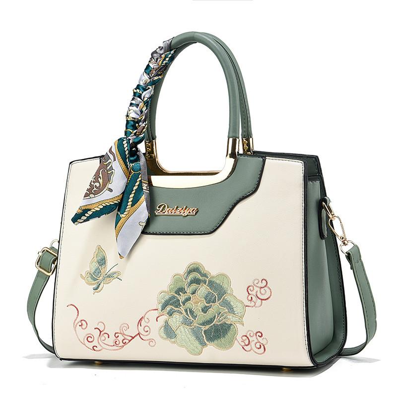 Fashionable Pu Material National Style Embroidered Shoulder Bag For Everyday Use