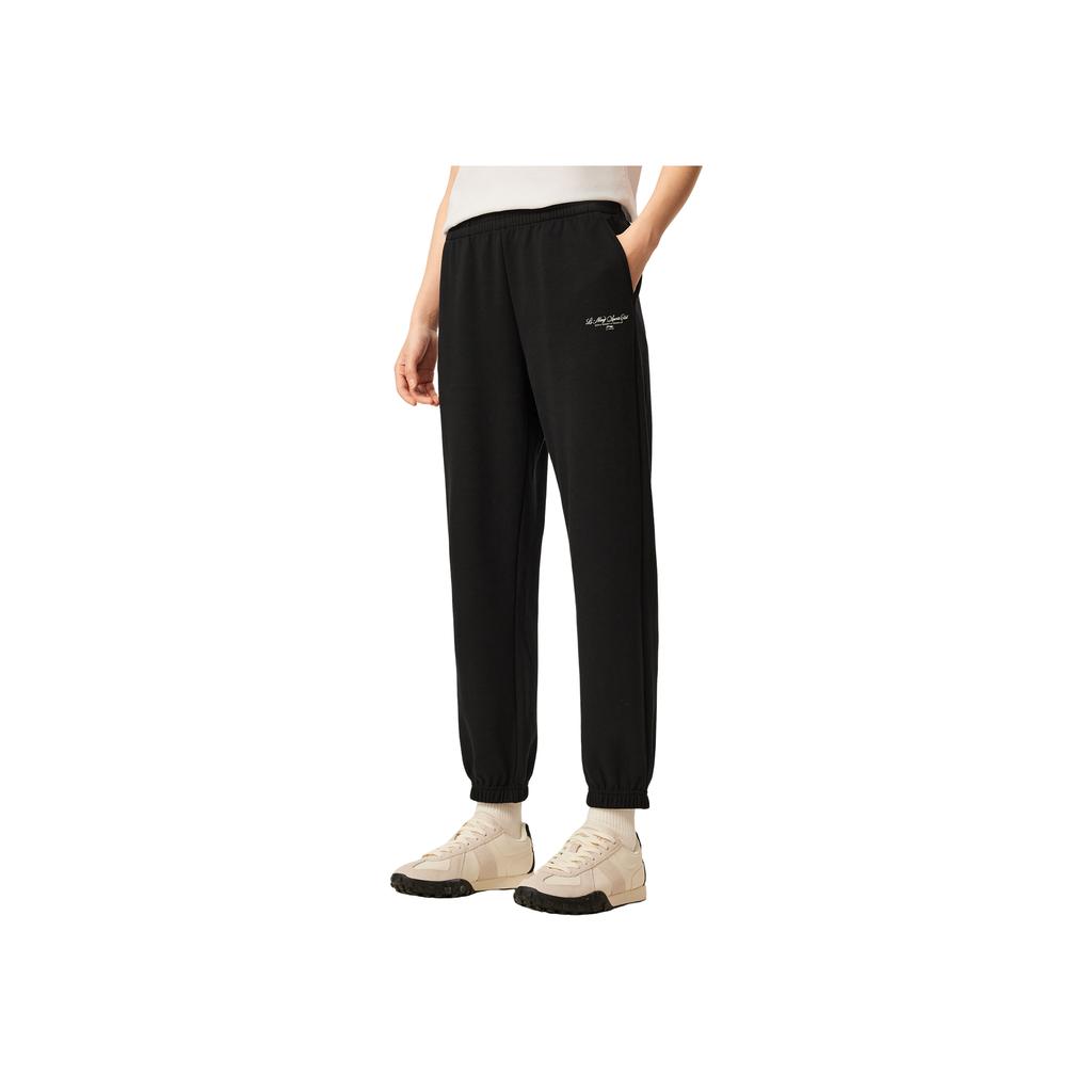 Li Ning Sports Trend Series Comfortable Simple Casual Versatile Jogger Mid Waist Knitted Sports Pants Women bottoms AKLV352-4