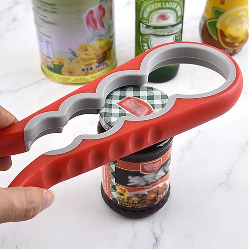 Bottle Opener, Cap Screw, Multifunctional 4 In 1 Universal Kitchen Plastic Can Anti Slip Cap Opener, Beer Opener, Etc