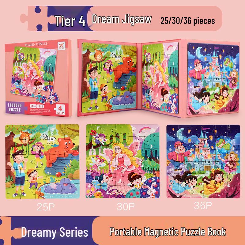 Magnetická puzzle kniha pre deti: Predškolská výchova pre vek 3-6 rokov