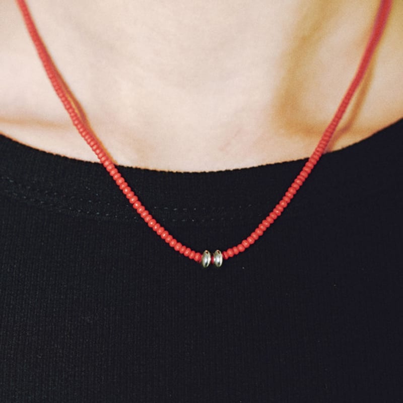 OURPIERRE SILVER DONUT NECKLACE RED