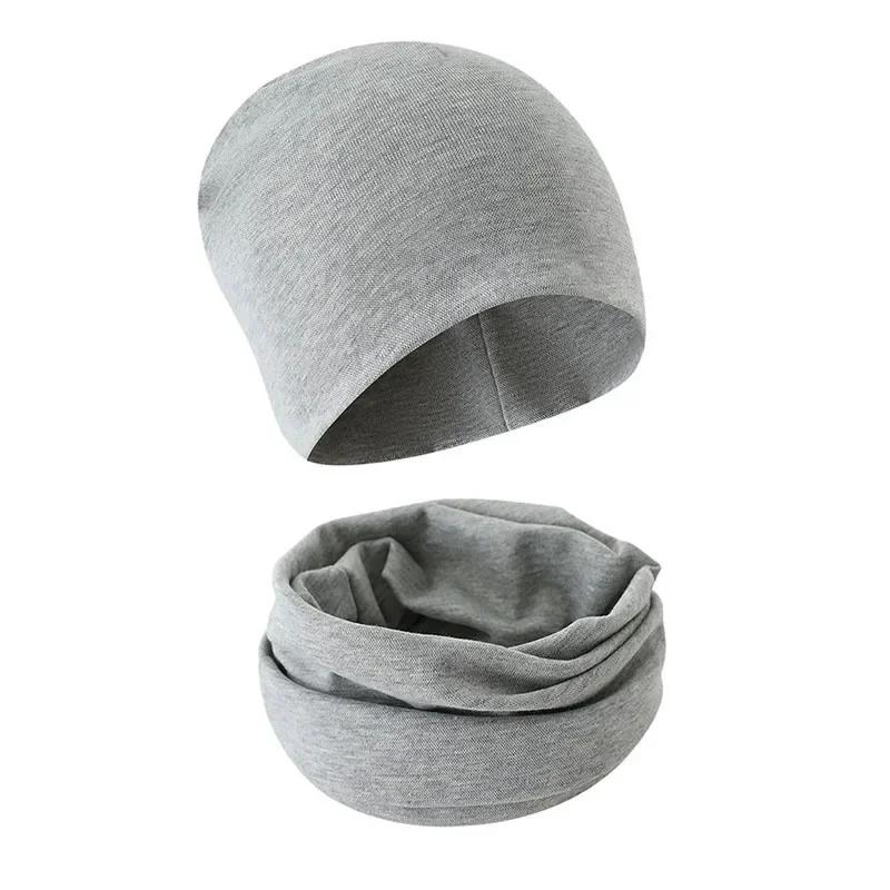 1-14Y Autumn Winter Solid Color Soft Warm Outdoor Activities Cap Scarf for Girls and Boys Infant Hats Set Children Beanies Cap
