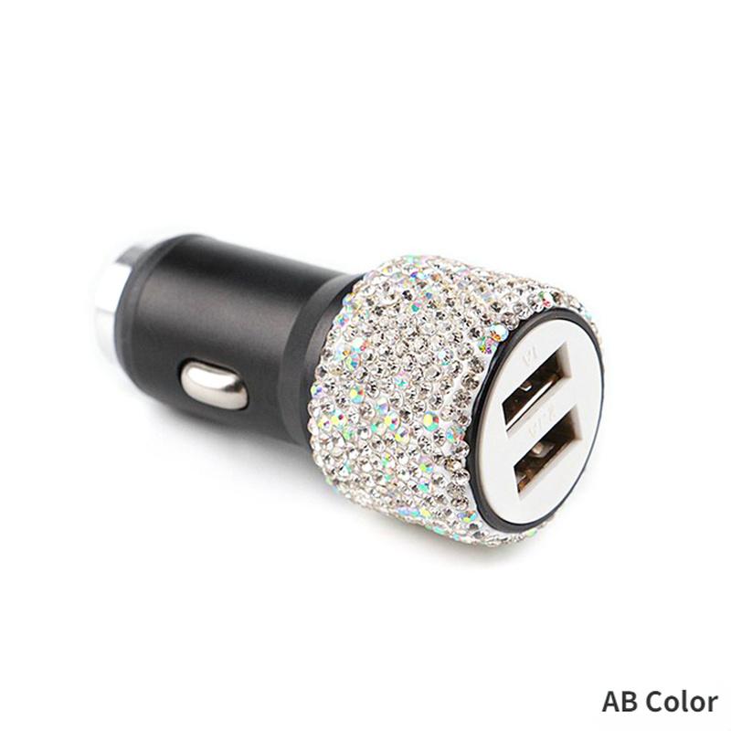 Diamond-mounted Car Phone Safety Hammer Charger Dual USB Fast-Charged Diamond Car Phone Aluminum Alloy Car Charger Cable