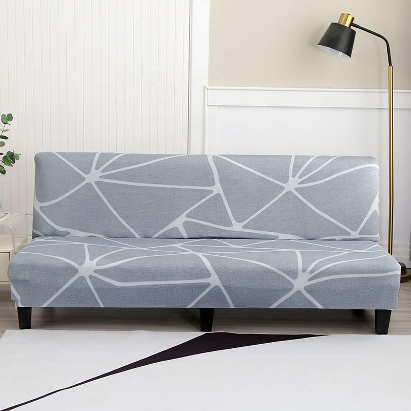 Floral Printed Armless Futon Slipcover Stretch Sofa Bed Slipcover Furniture Protector Without Armrests with Elastic Bottom 1pc