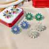 Vintage Exotic Ethnic Style Colorful Flowers Crystal Earrings Exaggerated Full Of Diamond Snowflake Women