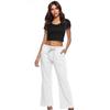 Pantaloni Larghi Casual da Donna in Lino con Design Liscio e Versatile Stile Estivo