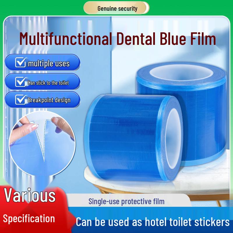 Blue Disposable Dental Protective Film for Stain Isolation Perforated 133 Sheets/Roll White 1 Small Roll