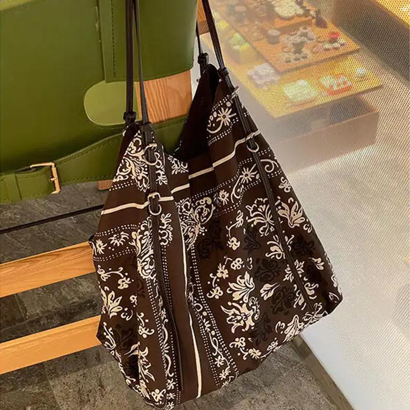Yogodlns Large Capacity Shopper Tote Bag Ethnic Printed Shoulder Bag Soft Shopper Handbags Fashion Designer Hobos Bags for Women