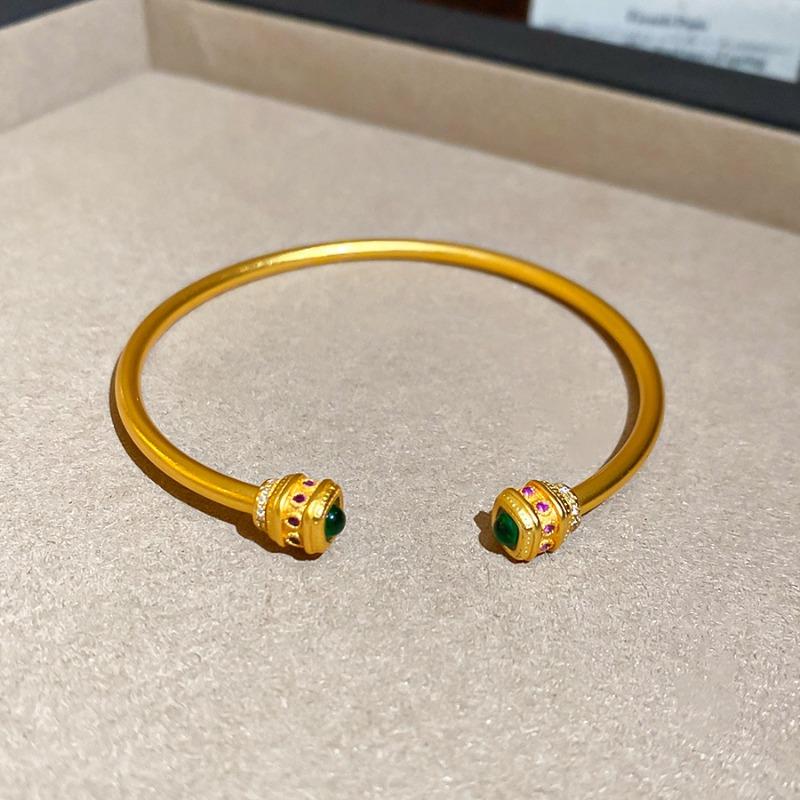 K sand gold zircon resin gourd open bracelet new Chinese retro bracelet light luxury high-end jewelry women
