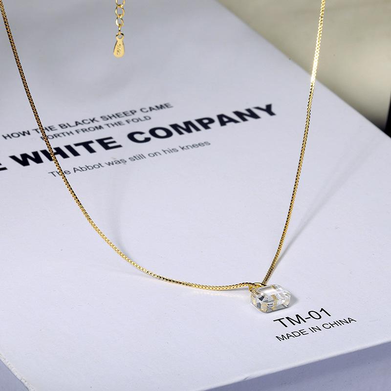Exquisite Simple Popular Zircon Clavicle Chain Transparent Bag Pendant Necklace Clavicle Chain Wild Party Ladies Jewelry