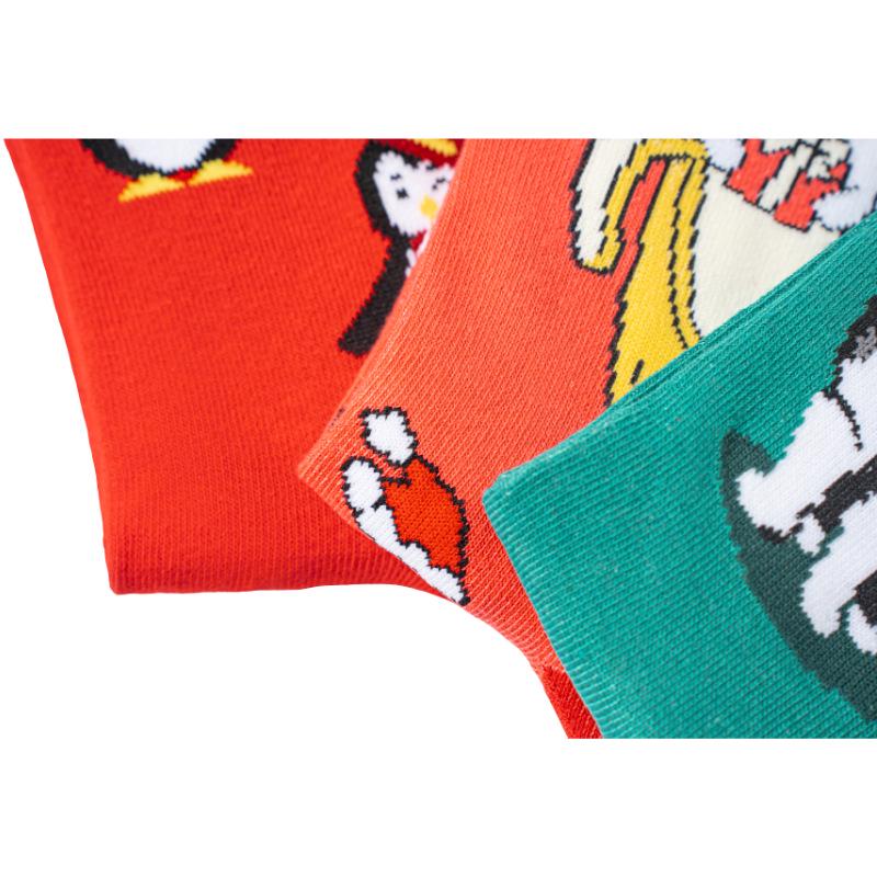 Four Seasons Penguin Christmas Bear Cotton Mid-Calf Socks for Men and Women