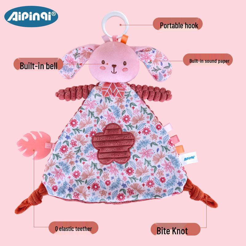 

Aipinqi Pink Baby Comfort Blanket with Teether Toy, Animal Plush Style