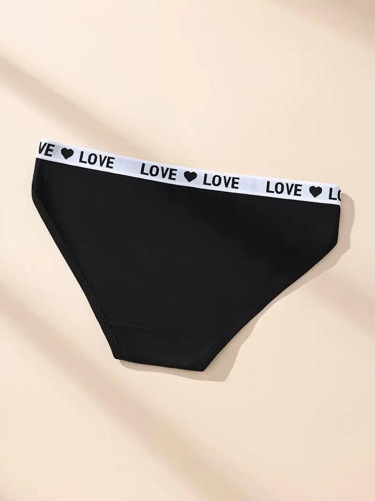 5 Stück Sexy Damen Slips Weiche Baumwollunterhosen Niedliche Buchstaben Mädchen Slips Weibliche Atmungsaktive Stretch-Panty Weibliche Dessous XS-XL