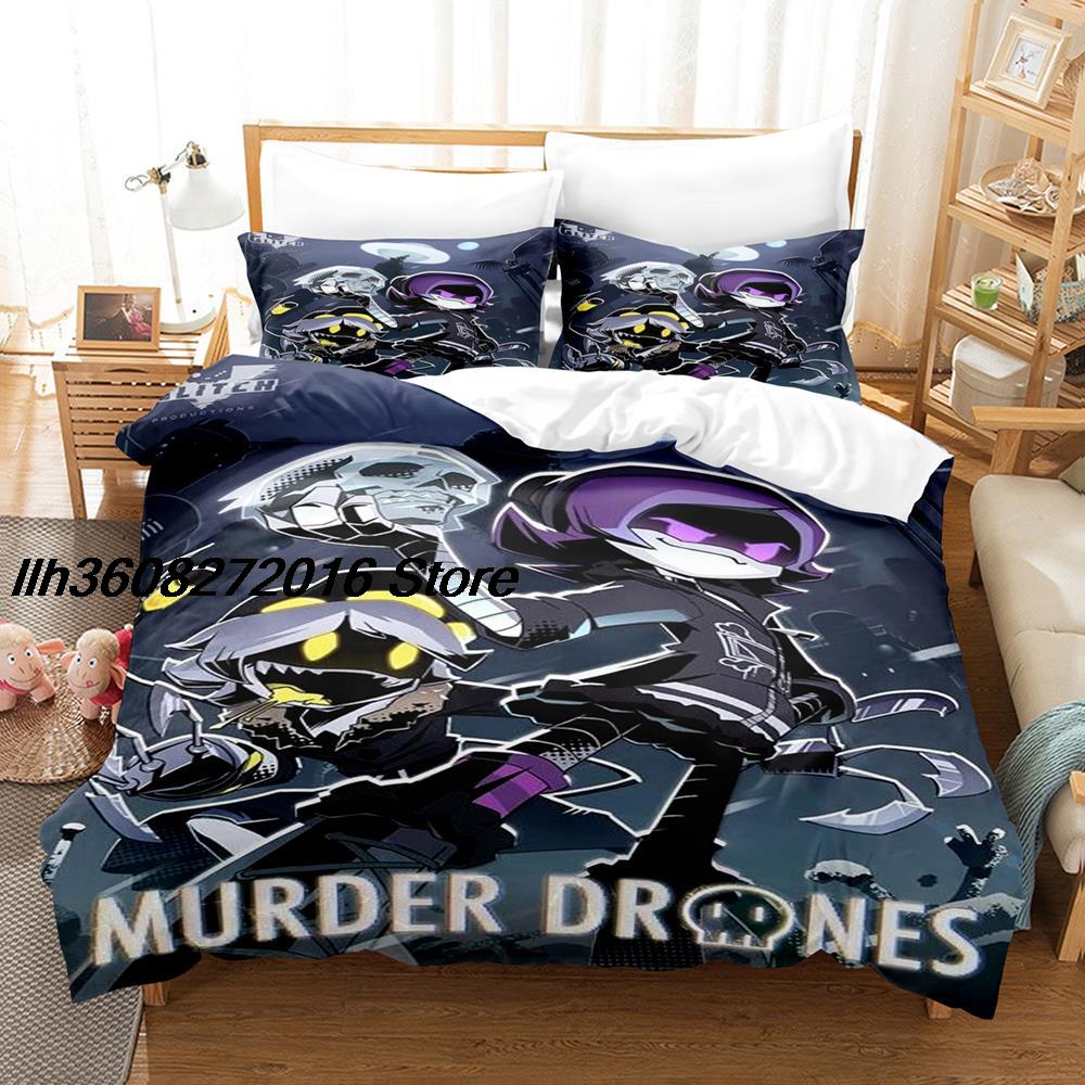 Murder Drones Bettwäsche-Set, Einzelbett, Doppelbett, Queensize-Bett, Kingsize-Bett, Bettbezug-Set für Erwachsene und Kinder, 3D-Anime-Bettlaken-Set
