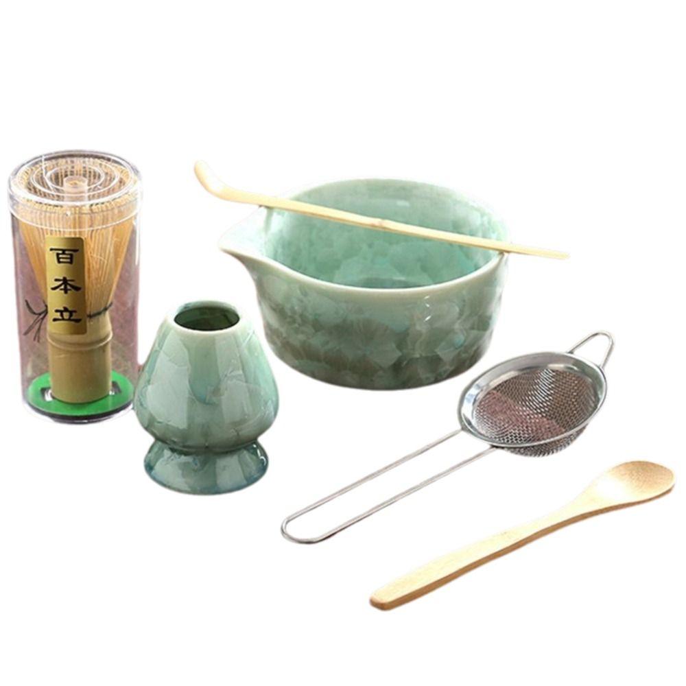 6PCS Traditional Bamboo Ceramic Japanese Matcha Tea Set Reusable Food Grade Matcha Stirring Brush Safe Matcha Whisk