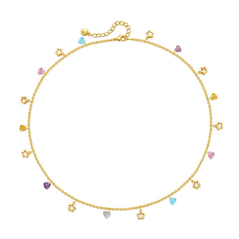 Women Light Luxury Ins Style Color Zircon Small Star Heart Pendant Necklace