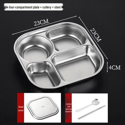 316 Stainless Steel 3-Compartment Lunch Tray with Lid