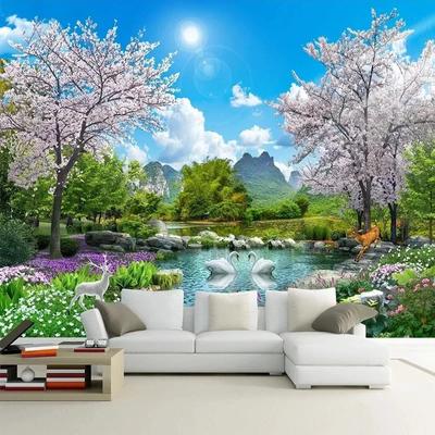 3d Nature Landscape Wallpaper Swan Lake Wall Paper Living Room Bedroom Wall Mural Frescoes Home Decor