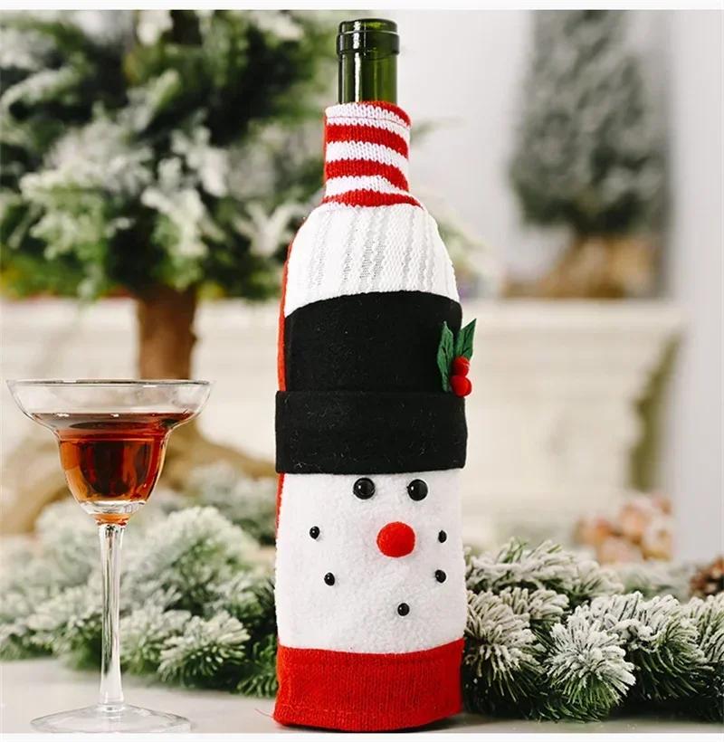 Christmas Wine Bottle Set Santa Snowman Wine Bottles Cover Bags for Christmas Party Dinner Table Ornaments New Year Decors Gifts