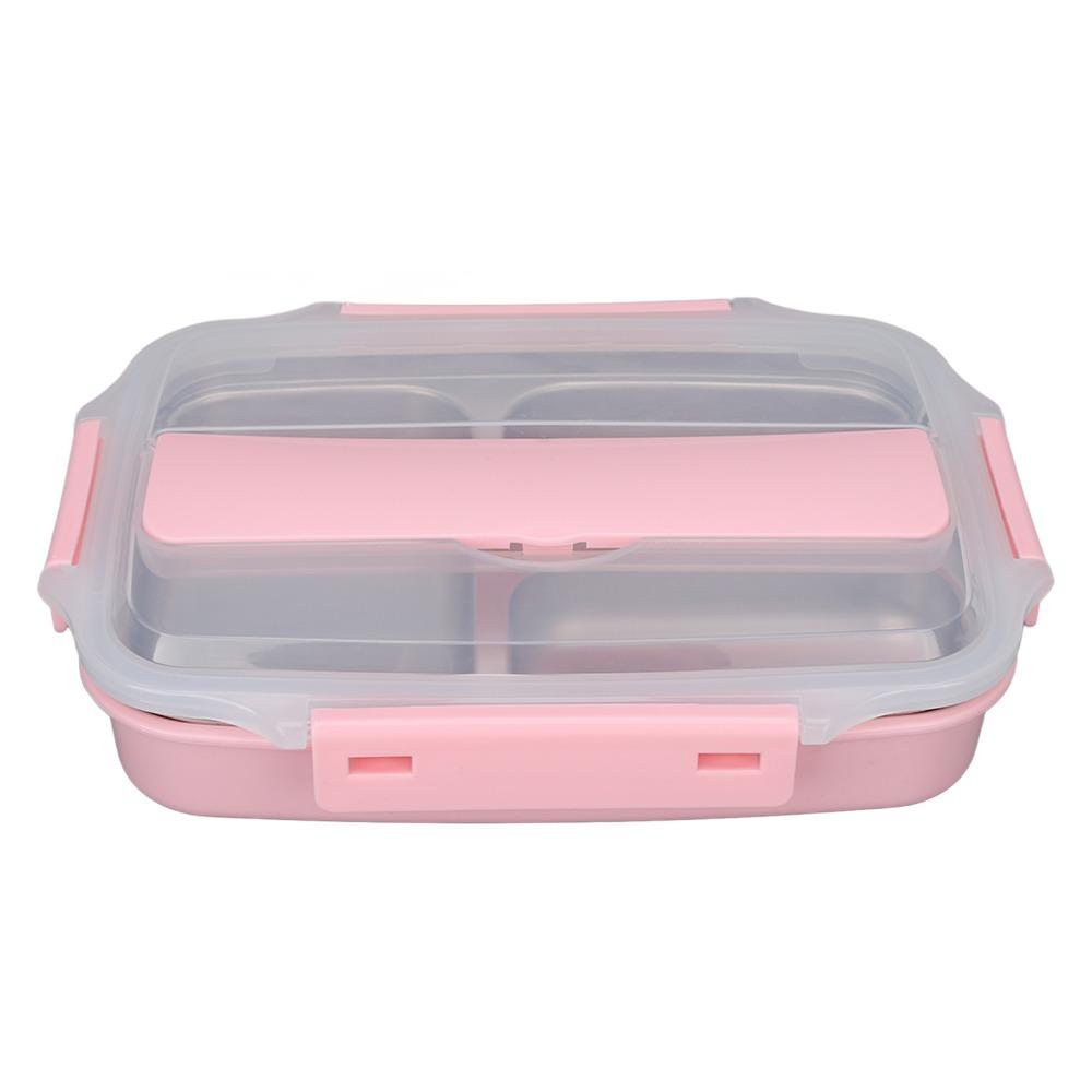 304 Stainless Steel Leakproof Lunch Box 3 Compartment Food Storage Container  For Picnics