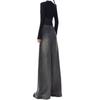 Spring and Autumn American Retro Washed Wide-leg Jeans Women's High-waist Mopping Pants Straight Pants