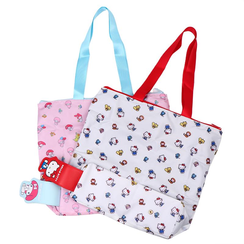 Cute Cartoon Kt Cat Storage Bag Lovely Foldable Print Shoulder Bag Handbag Creative Nylon Shopping Bag For Women Gifts