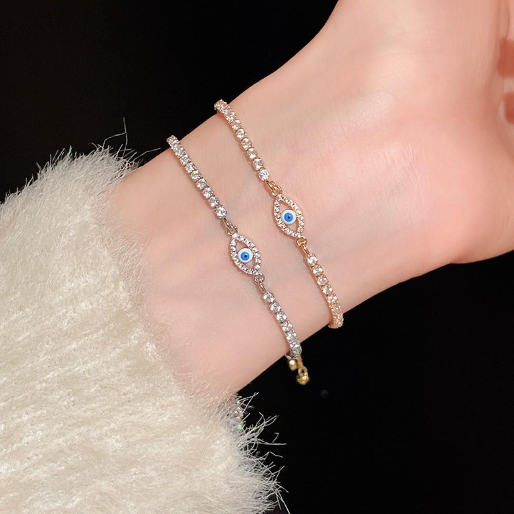 Shiny Rhinestone Devil's Eye Bangle Devil's Eye Banquet Clothes Jewelry  Valentine's Day Gift