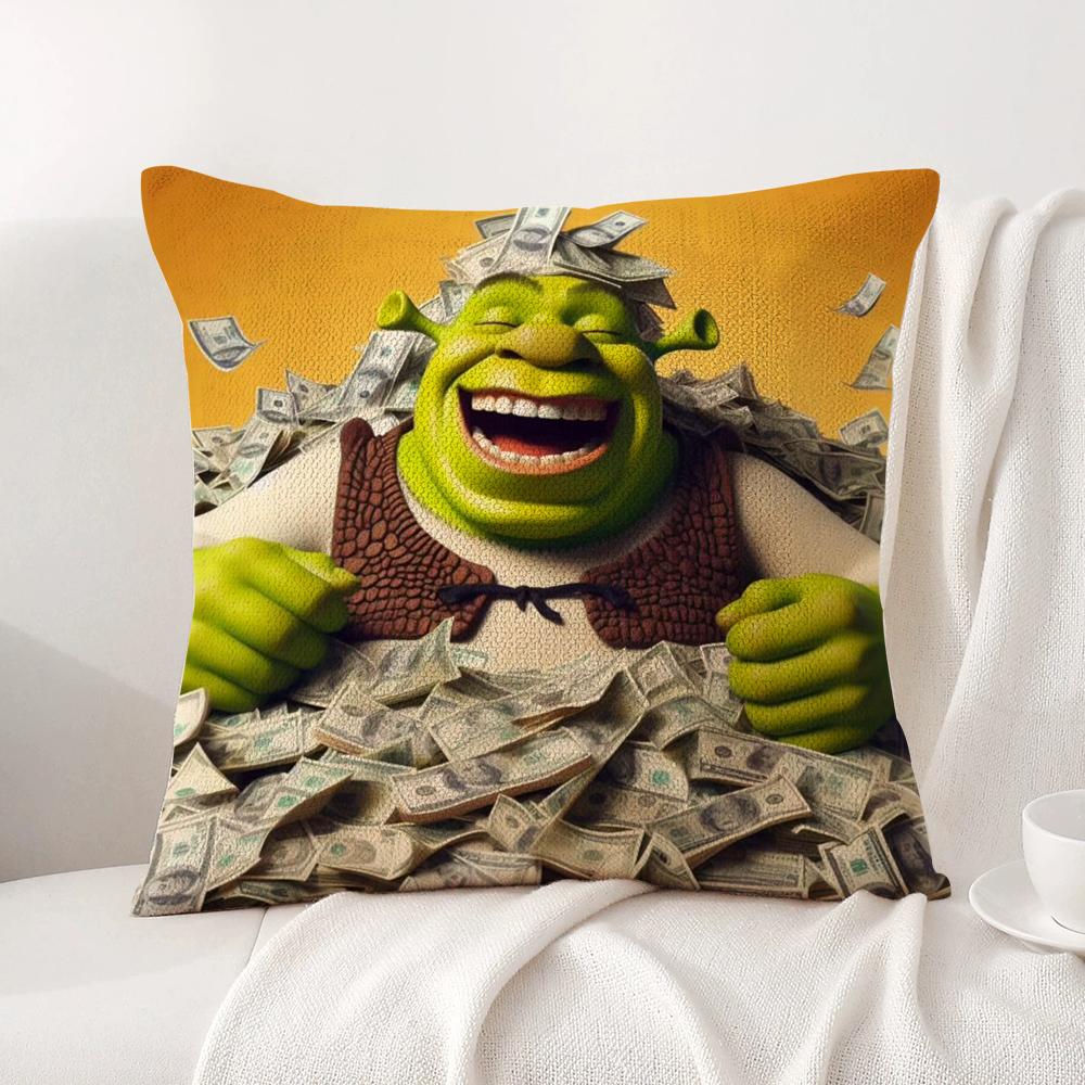 Funny Cartoon S-Shreks Pillow Case Natural Linen Organic Fabric Double-Sided Printing Breathable Perfect For Home Decor