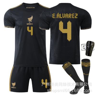 Gold Cup Mexican Children's Football Uniform Edition Black 9 Raul 11 Jimenez No. 4 Jersey Set