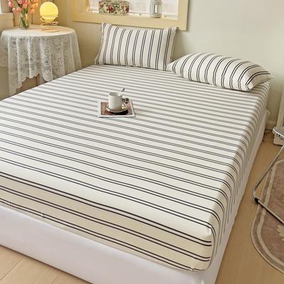 Stripe Style Fitted Sheet with Elastic Bands Non Slip Adjustable Mattress Cover for Double King Queen Bed 90x200 150x200 180x200