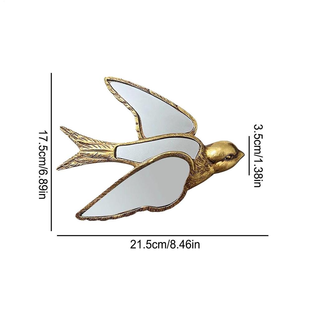 Resin Swallow Decorative Mirror Swallow-Shaped Vintage Handmade Ornament Wall Mirrors For Bathroom Bedroom Living Room