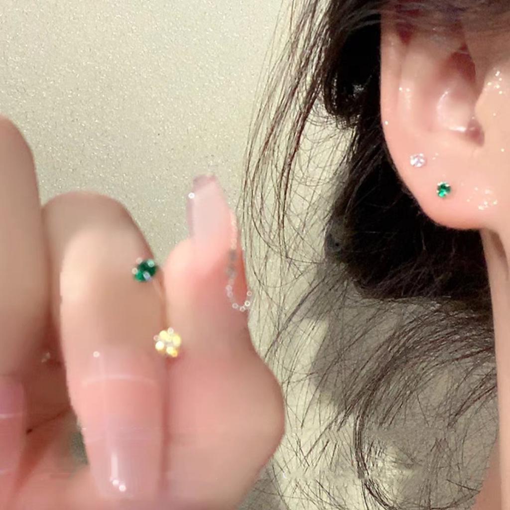 Color Zircon Huazi Earrings Super Flash Dopamine 925 Earrings 2025 New Popular High-end Ear