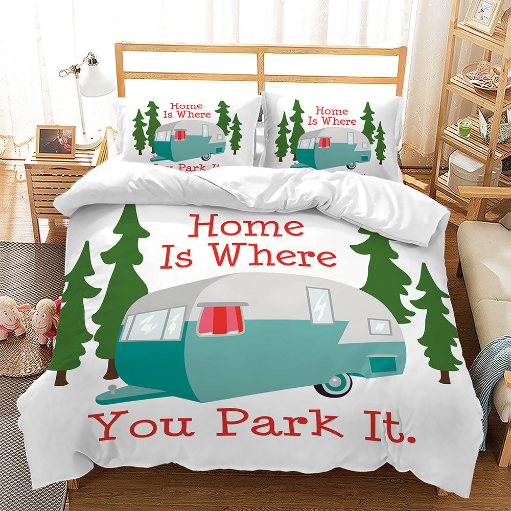 Cartoon Car Rv Quilt Cover Three-Piece Bedding Delivery