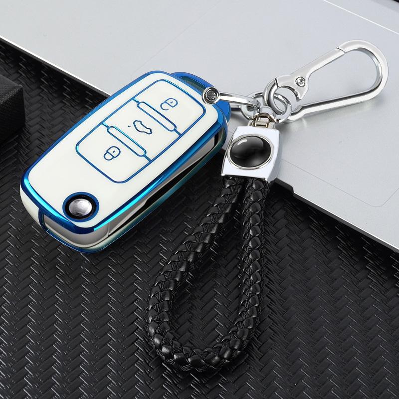 TPU Car Flip Key Cover Case Shell Protector Box Fob For Volkswagen VW Polo Bora Beetle Tiguan Passat B5 B6 B7 Golf EOS Scirocco