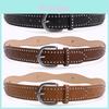 Retro Double Row Rivet Leather Belt For Women With Alloy Buckle For Casual Style