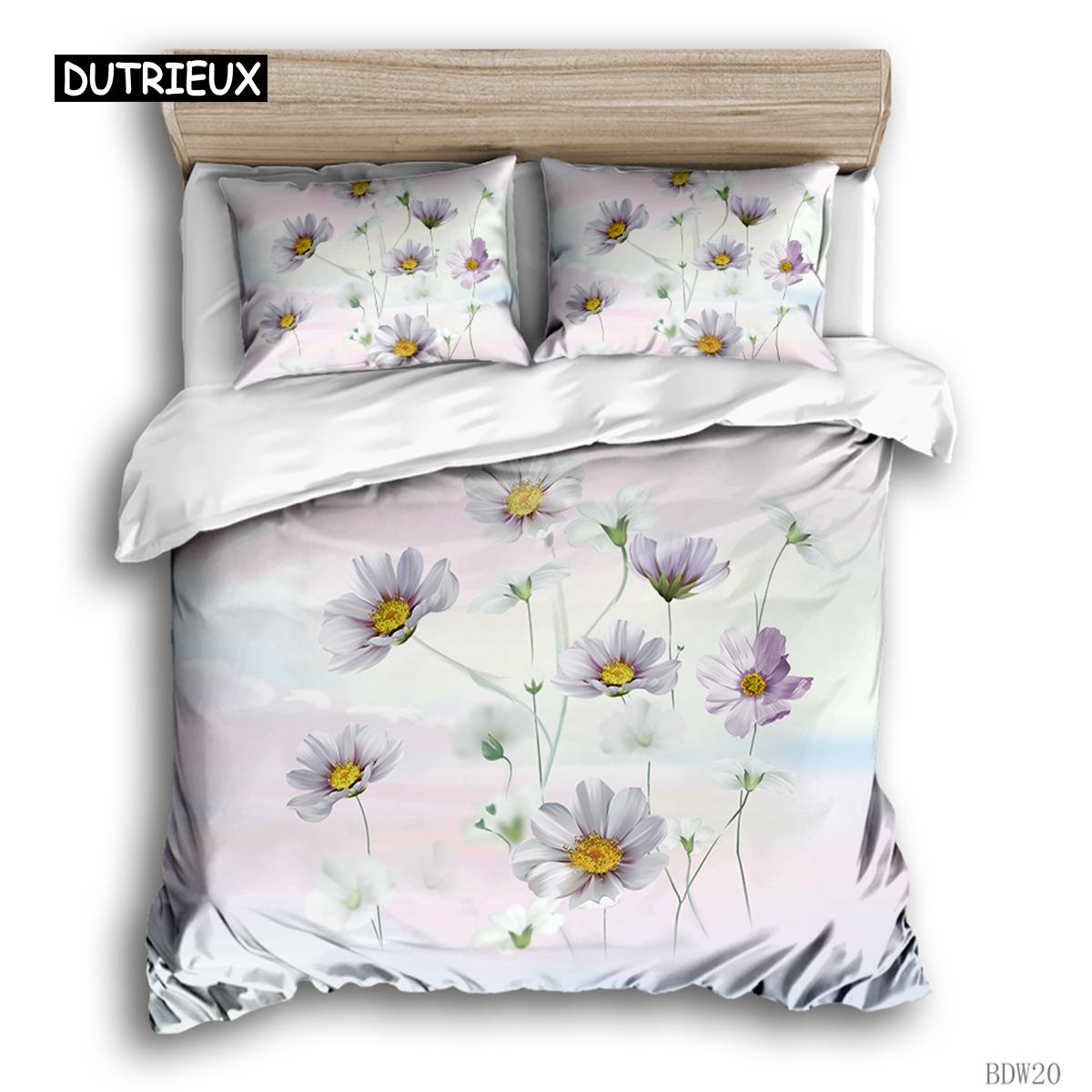 

Flower Bedspread Cover Botanical Leaves Reversible Floral Colorful Bed Cover Package Natural Plant Double Size Queen Size King Size Polyester Qulit EU single(135x200cm)