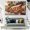 Italian Restaurant Scene Tapestry, Outdoor Pizza Shop Wall Hanging for Live Streaming