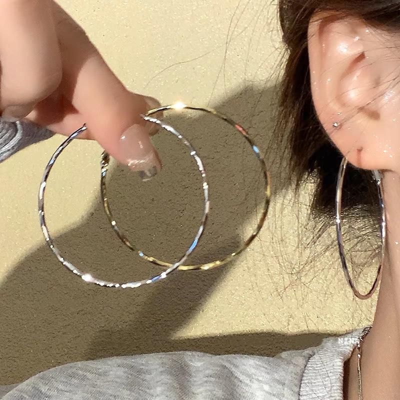 A Big Face Makes a Small Face! Metal Big Hoop Earrings New Hot Style High-end Earrings Temperament Exaggerated Earrings for Women