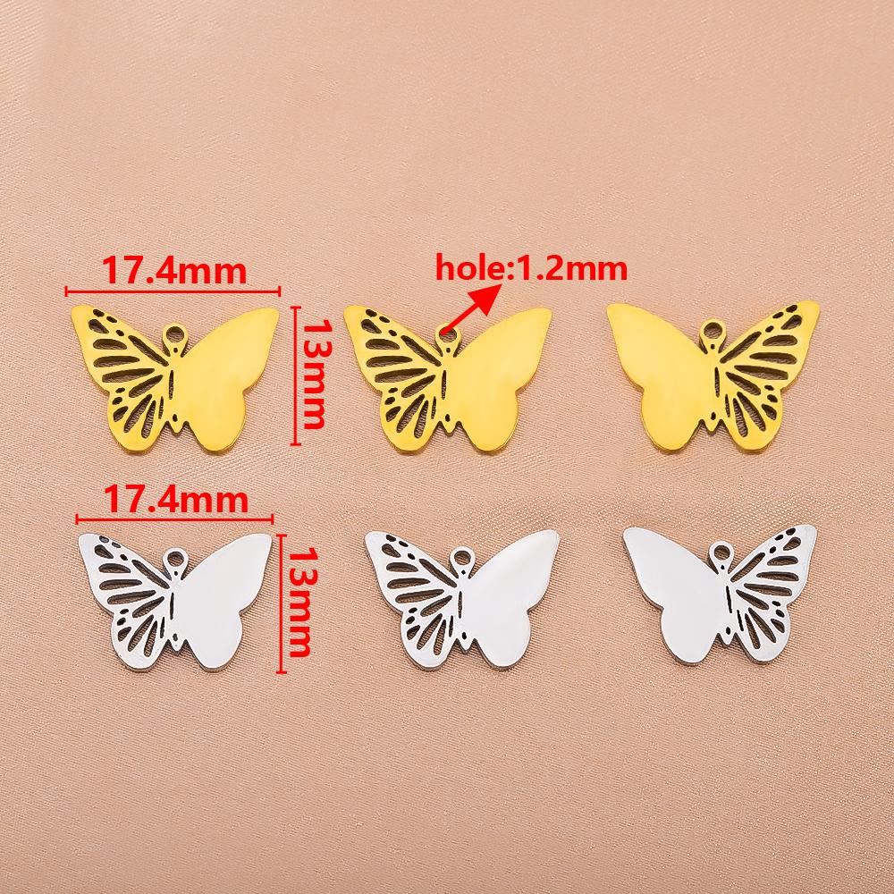 5pcs Stainless Steel Butterfly Pendants Two Color Butterfly Earrings Pendants Fashion Jewelry Making DIY Accessories