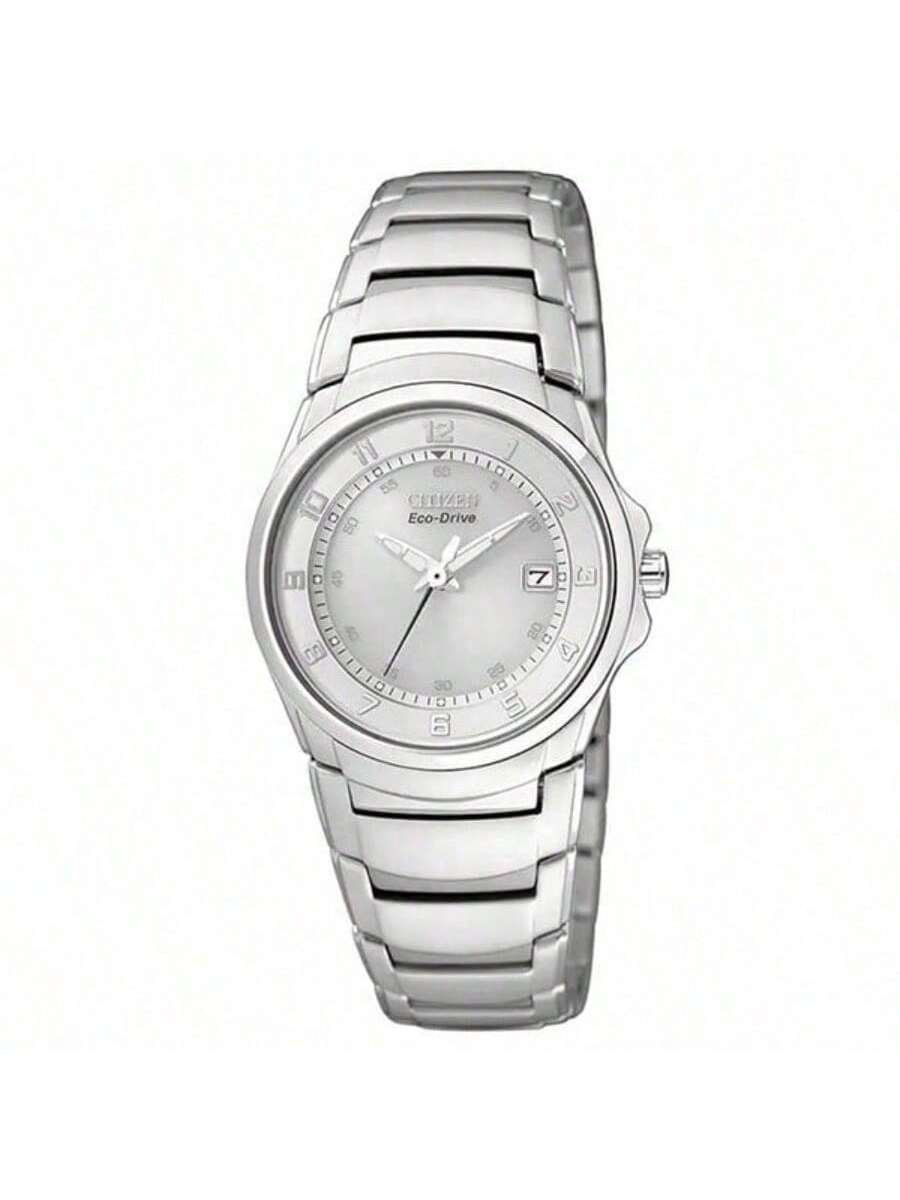 

Women s Watch - White Dial, Silver Stainless Steel Strap, Sapphire Crystal Glass, Date Display, Model EW1360-56A білий
