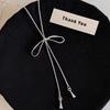 Gold-Plated Nickel Silver Bow Tassel Necklace - Versatile Long Pull-Out Sweater Chain for Women