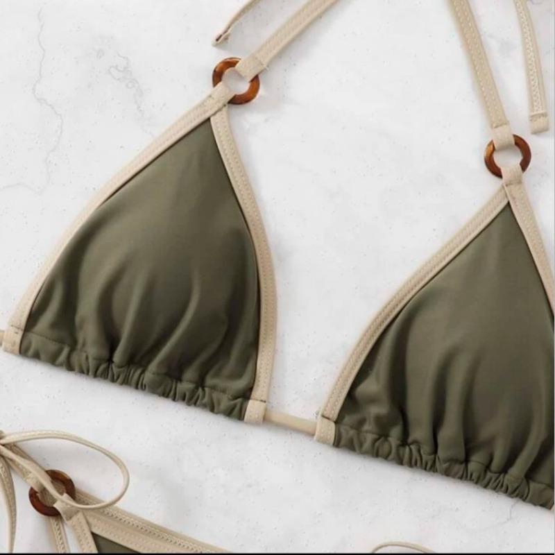 New sexy solid color split bikini suspender women's swimsuit fashion