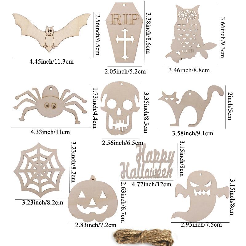 6Pcs Halloween Wooden Crafts Spider Pumpkin Ornament For Halloween Home Party Hanging Decorations Kids DIY Painting Gifts