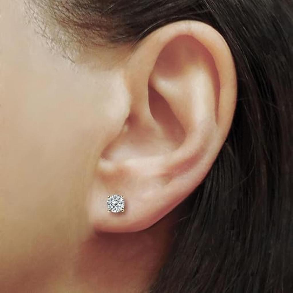 Jewels Prim 2.0 CT GRA MOISSANITE EARRINGS 14K SOLID YELLOW GOLD STUDS SCREW-BACK GREAT GIFT
